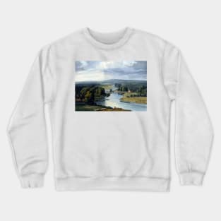 Landscape with river and green fields Crewneck Sweatshirt